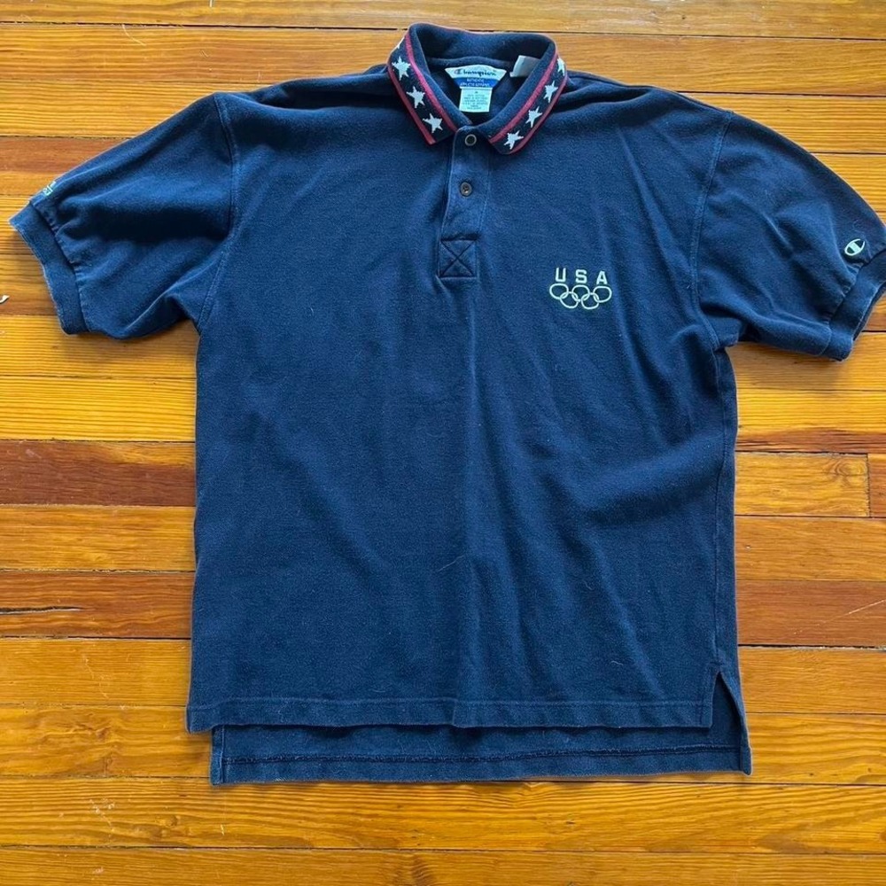 1990s Champion USA Olympics Polo Shirt size  M